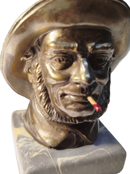 1920 BRONZ MASA USTU FIGURLU ELEKTRİKLİ PURO CAKMAGI BRONZED ELECTRİC LİGHTER 