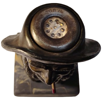 1920 BRONZ MASA USTU FIGURLU ELEKTRİKLİ PURO CAKMAGI BRONZED ELECTRİC LİGHTER 