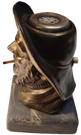 1920 BRONZ MASA USTU FIGURLU ELEKTRİKLİ PURO CAKMAGI BRONZED ELECTRİC LİGHTER 