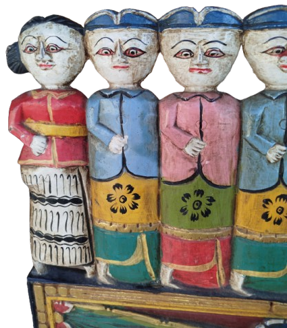 POLONYALI SANATCI  ANTONİ KAMİNSKİ EL OYMA FİGUR IHLAMUR AGACINDAN 14 KİŞİLİK GURUP KADINLAR