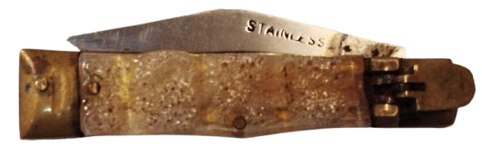 İRAN ZENCEN DIŞI POLİ BASKILI DIŞ KAB YARIM SUSTALI YAN ÇIKMA ÇAKI STAINLESS 