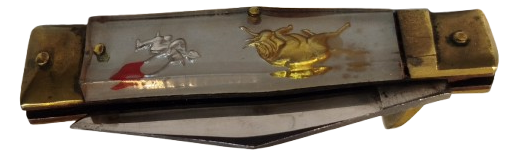 İRAN ZENCEN DIŞI POLİ BASKILI DIŞ KAB YARIM SUSTALI YAN ÇIKMA ÇAKI STAINLESS 