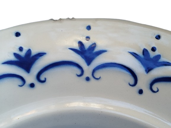 1940 EMAYE OVAL FORMDA MAVİ BEYAZ BUYUK BOYDA SERVİS TEPSİ