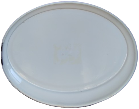 1940 EMAYE OVAL FORMDA MAVİ BEYAZ BUYUK BOYDA SERVİS TEPSİ