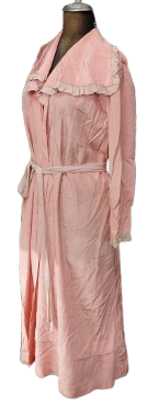 OSMANLI İPEK PEMBE KUSAKLI SABAHLIK YAKALAR KOLLAR VALONLU