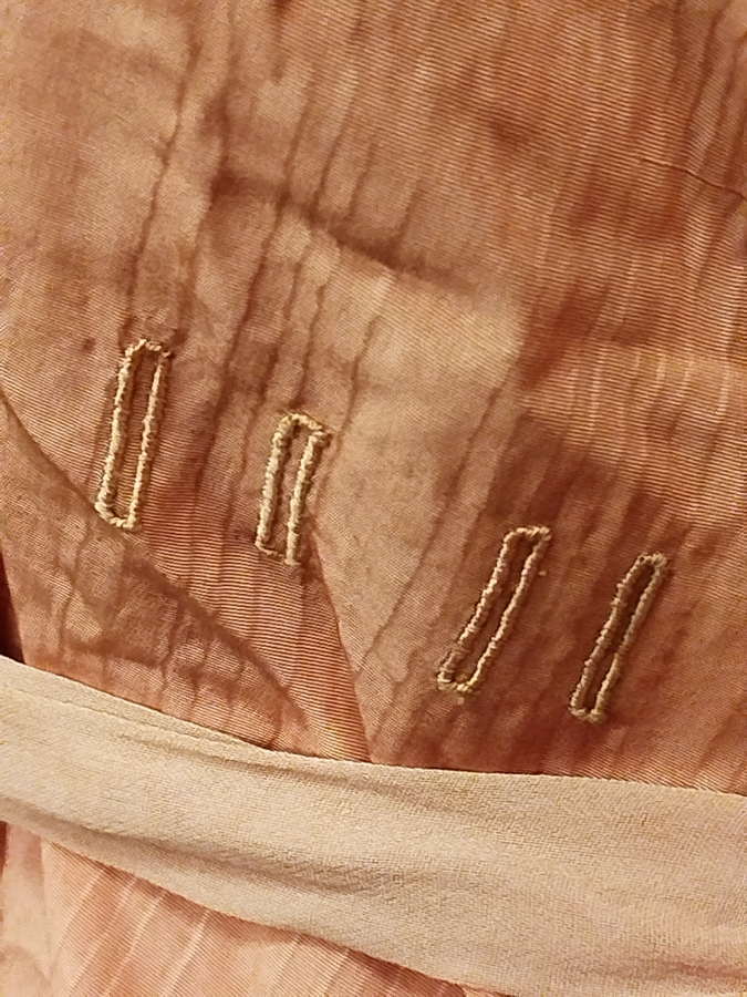 OSMANLI İPEK PEMBE KUSAKLI SABAHLIK YAKALAR KOLLAR VALONLU