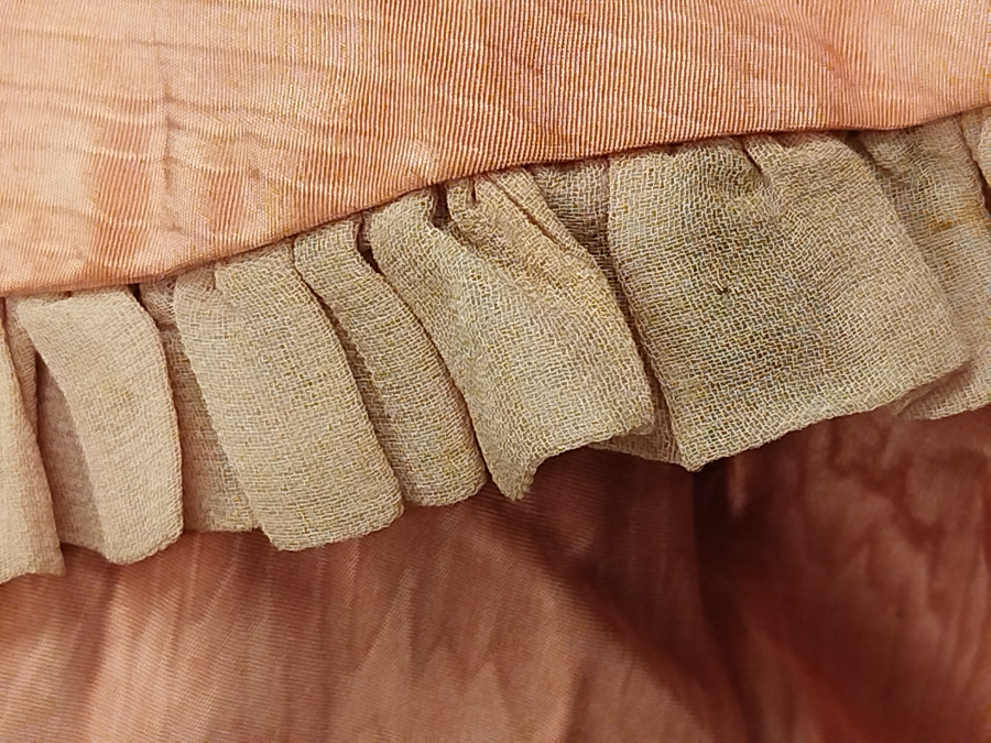 OSMANLI İPEK PEMBE KUSAKLI SABAHLIK YAKALAR KOLLAR VALONLU