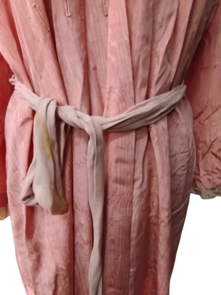 OSMANLI İPEK PEMBE KUSAKLI SABAHLIK YAKALAR KOLLAR VALONLU