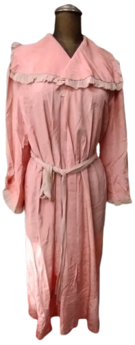 OSMANLI İPEK PEMBE KUSAKLI SABAHLIK YAKALAR KOLLAR VALONLU