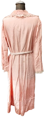 OSMANLI İPEK PEMBE KUSAKLI SABAHLIK YAKALAR KOLLAR VALONLU