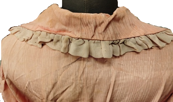 OSMANLI İPEK PEMBE KUSAKLI SABAHLIK YAKALAR KOLLAR VALONLU