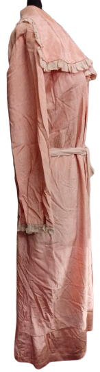 OSMANLI İPEK PEMBE KUSAKLI SABAHLIK YAKALAR KOLLAR VALONLU