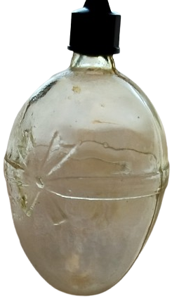 1920 CAM SEFFAF KABARTMA FİYONKLU KOYU BAKALİT ZİNCİR BAGLI KAPAKLI  UFAK PARFUM SİSESİ 