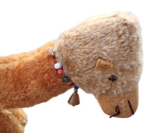 BUYUK BOY HORGUCLU DEVE OYUNCAK PELUS BOYNU BONCUKLU CANLI TASMALI 