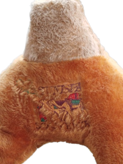 BUYUK BOY HORGUCLU DEVE OYUNCAK PELUS BOYNU BONCUKLU CANLI TASMALI 