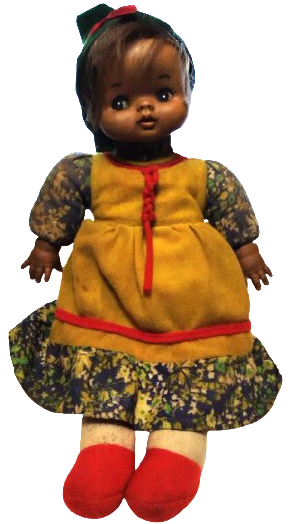 1970 FATOS BEBEK EL YAPIM SAPKALI ETEK ELBİSELİ  PAMUK DOLGULU OYUNCAK 