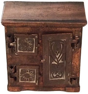 1970 MİNYATÜR METAL  DOKUM GARDORAP MODELİ KAPILI DOLAP FORMUNDA KURSUN KALEM ACACAGI