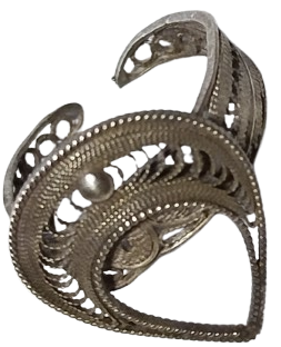 OSMANLI HİLAL MOTİFLİ TELKARİ GUMUS EL YAPIM USTA İSİ DORT PARCA TAKI SETİ 