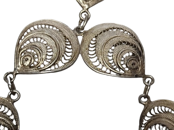 OSMANLI HİLAL MOTİFLİ TELKARİ GUMUS EL YAPIM USTA İSİ DORT PARCA TAKI SETİ 