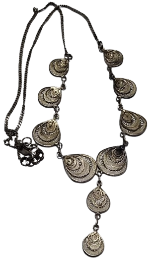 OSMANLI HİLAL MOTİFLİ TELKARİ GUMUS EL YAPIM USTA İSİ DORT PARCA TAKI SETİ 