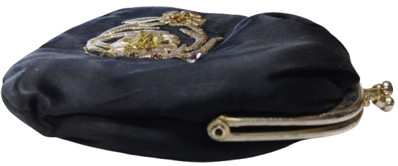 OSMANLI SİYAH İPEK UZERİ TELKIRMA EL İŞCİLİKLİ BAYAN PARA CANTASI