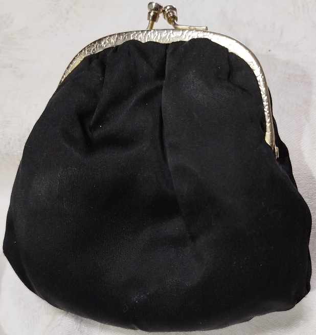 OSMANLI SİYAH İPEK UZERİ TELKIRMA EL İŞCİLİKLİ BAYAN PARA CANTASI