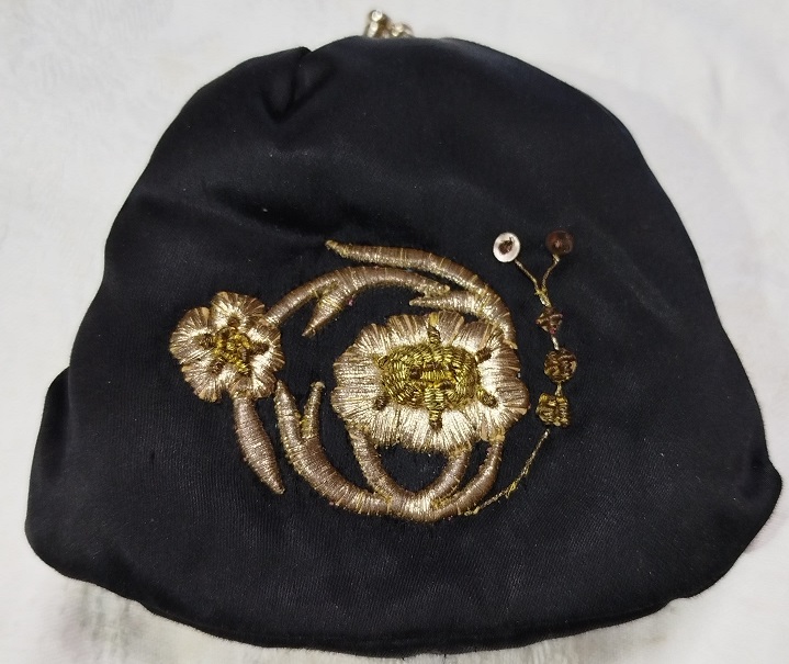 OSMANLI SİYAH İPEK UZERİ TELKIRMA EL İŞCİLİKLİ BAYAN PARA CANTASI