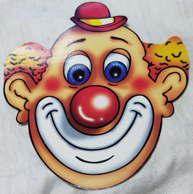 ESKİ OYUNCAK KARTON MASKE PALYACO YUZU KAREKTERİNDE RENKLİ KARTON  OYUNCAK MASKE