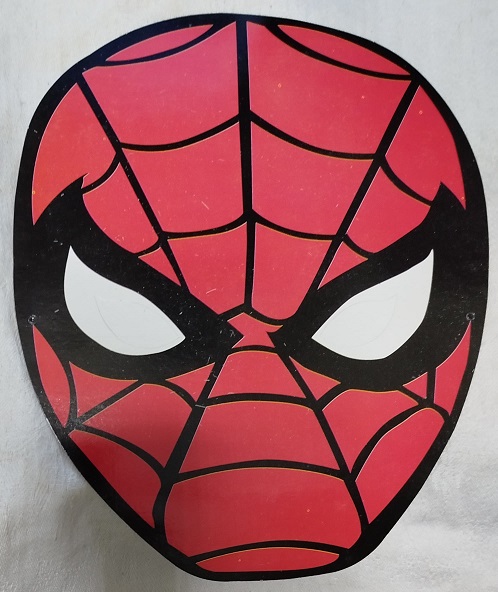 ESKİ OYUNCAK KARTON MASKE ÖRÜMCEK ADAM YUZU KAREKTERİNDE RENKLİ KARTON OYUNCAK MASKE