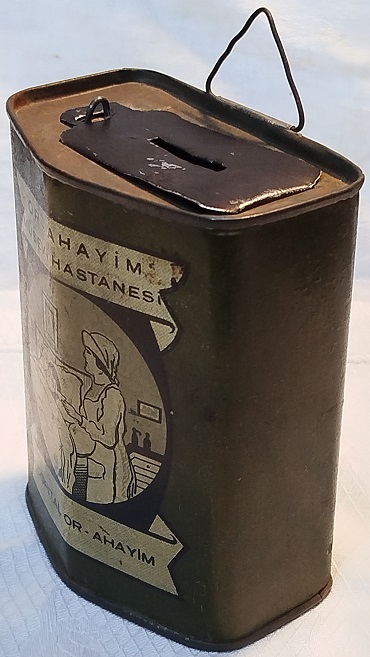 1950 OR AHAYİM MUSEVİ HASTANESİ İSTANBUL BALAT BAGIŞ TEBERRU KUMBARA TENEKE 