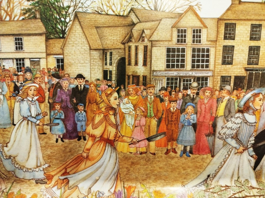 1960 MELAMİNE CROYDEX TEPSİ  ÜZERİ KOY MEYDANI GORSELLİ MELAMİN İNGİLİZ