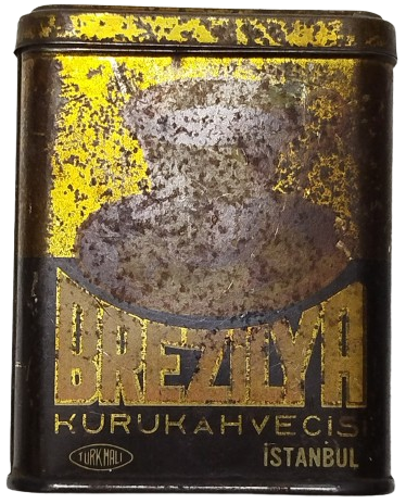 BREZİLYA KURUKAHVECİSİ İSTANBUL TENEKE KAHVE KUTUSU 100 GRAM KABARTMA YAZILI