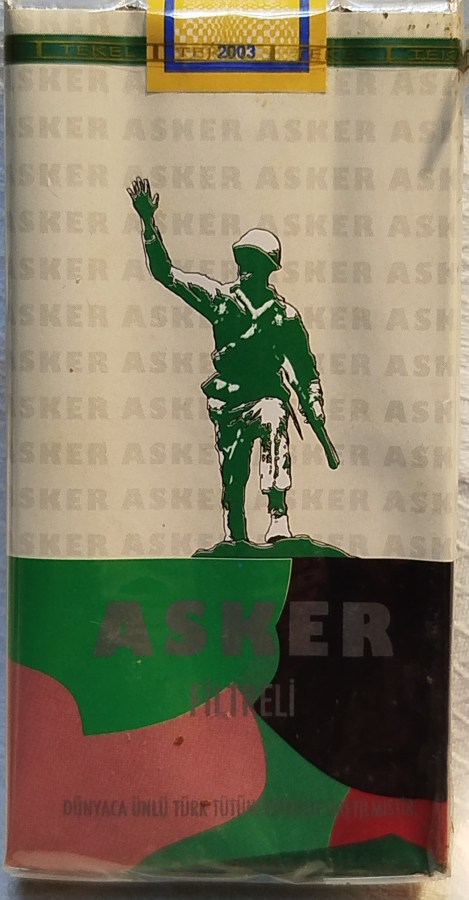 ASKER SIGARASI ACILMAMIS DOLU PAKET 100 MM 20  FİLİTRELİ YUVARLAK SİGARA TEKEL 
