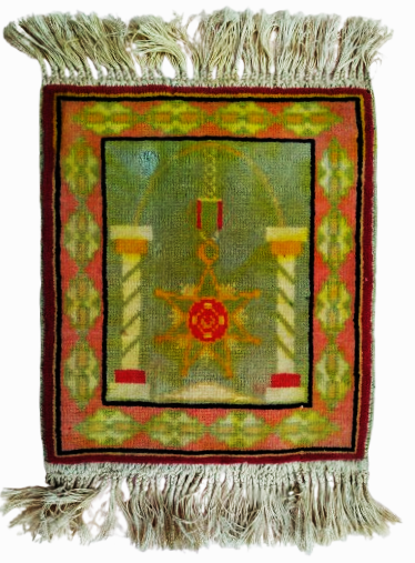 MİNYATUR UFAK SACAKLI İPEK UZERİ MADALYA DESENLİ HALI