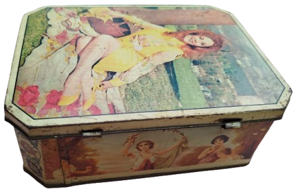 1970 KAPAKLI TENEKE KUTU ÜZERİNDE SANATCI ESEN PUSKULLU RESİMLİ KUTUNUN DORT KISMIDA RESİMLİDİR 