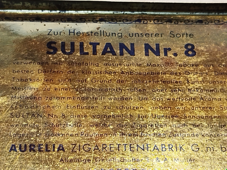 OSMANLI DÖNEMİ AUSLESE ALMAN SULTAN NR 8 TURKİSCHE BLATTAUSLESE MARKA KAPAKLI TENEKE KUTU