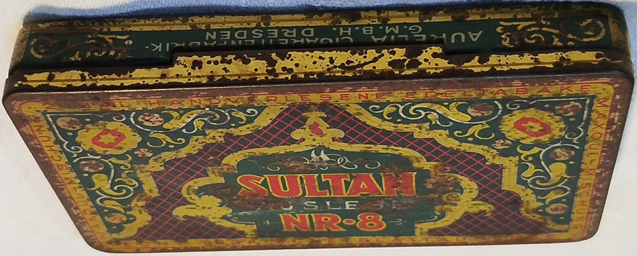 OSMANLI DÖNEMİ AUSLESE ALMAN SULTAN NR 8 TURKİSCHE BLATTAUSLESE MARKA KAPAKLI TENEKE KUTU