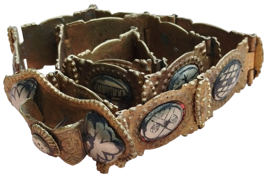 OSMANLI TOKALI GELİN KEMERİ PİRİNC ORTALARI SAVATLI ALPAKA  (DUSUK AYAR GUMUS)