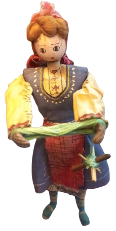 YUN EGİREN ELİNDE KIRMAN CEVİREN YORESEL KIYAFETLİ KOYLU KADINI