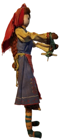 YUN EGİREN ELİNDE KIRMAN CEVİREN YORESEL KIYAFETLİ KOYLU KADINI