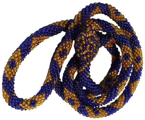 HAPİSHANE İSİ EL YAPIM BANCUK KOLYE SARI LACIVERT FB RENKLERİNDE