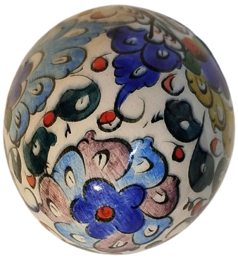  CUMHURİYET İLK DÖNEM KÜTAHYA SERAMİK ASKI TOPU  ASKI SÜSÜ UFAK MINYATUR EL BOYAMA