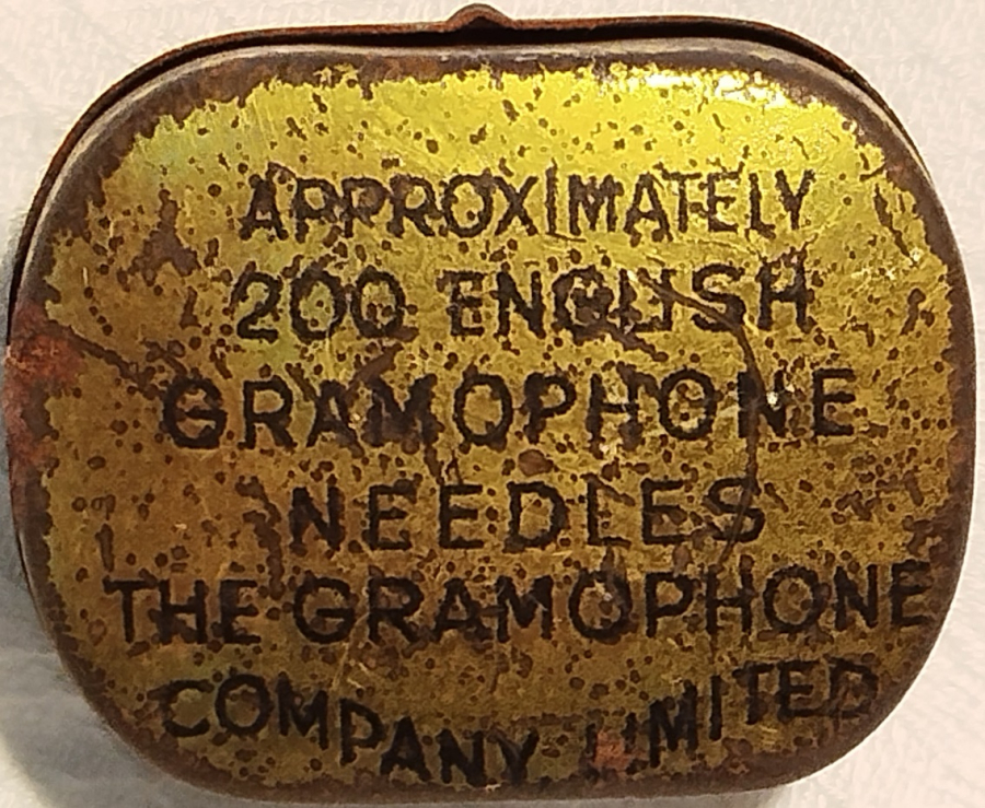 1920 HIS MASTERS VOICE GRAMOPOHNE  BOS TENEKE İGNE KUTUSU