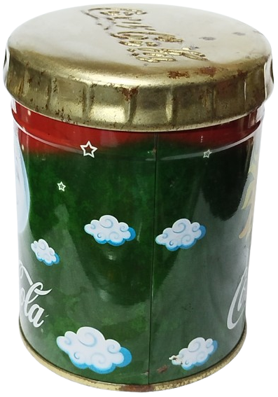 1990 COCA COLA  SİSE KAPAKLI TENEKE KUTU GUNES AY
