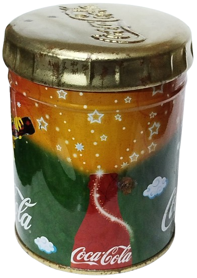 1990 COCA COLA  SİSE KAPAKLI TENEKE KUTU GUNES AY