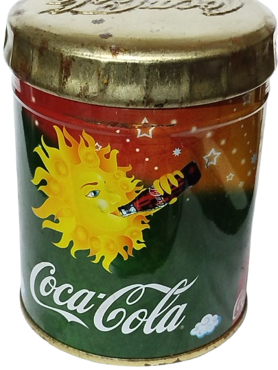 1990 COCA COLA  SİSE KAPAKLI TENEKE KUTU GUNES AY