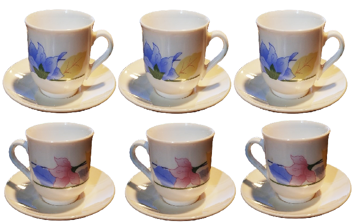 ARCOPAL SUT BEYAZ ÜZERİ CİCEK DESENLİ KAHVE TAKIMI FIRANSIZ 12 PARCA