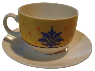 ARCOPAL SUT BEYAZ ÜZERİ SARI LACİVER CİCEK DESENLİ CAY SUT NESKAFE TAKIMI FIRANSIZ 12 PARCA