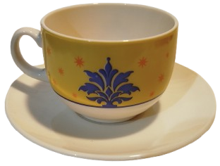 ARCOPAL SUT BEYAZ ÜZERİ SARI LACİVER CİCEK DESENLİ CAY SUT NESKAFE TAKIMI FIRANSIZ 12 PARCA