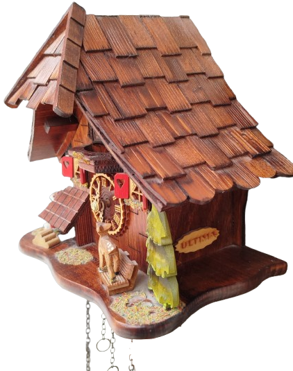 GUGUKLU KARA ORMAN EVİ SAAT QUARZT MAKİNE ISIK SENSORU FARKLI ZİL SESLERİ